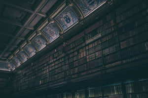 Historic Library Ceilingand Bookshelves Wallpaper