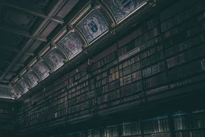 Historic Library Ceilingand Bookshelves Wallpaper