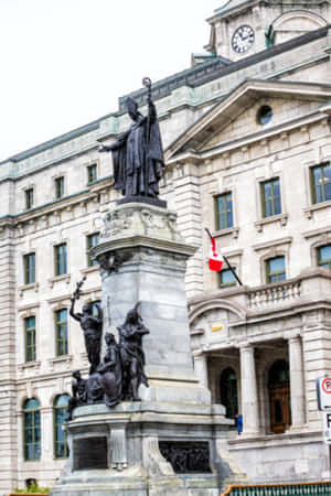Historic Monument Outside Old Building Wallpaper