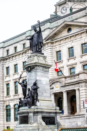 Historic Monument Outside Old Building Wallpaper
