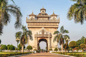 Historic Patuxai Monument Front View Wallpaper