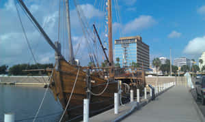 Historic Ship Docked Corpus Christi Waterfront Wallpaper