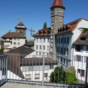 Historic Towerand Buildings Frauenfeld Switzerland Wallpaper