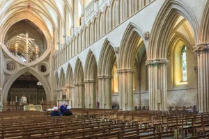 Historic Wells Cathedral In Wells, United Kingdom Wallpaper