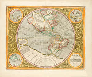 Historical Circular Mapof America Wallpaper