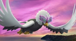 Hisuian Braviary Against A Pink Sky Wallpaper