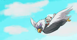 Hisuian Braviary Carrying Growlithe Wallpaper