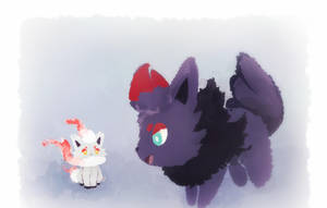 Hisuian Zorua And Unevolved Zorua Wallpaper