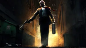 Hitman Full 4k Firing In Alleyway Wallpaper