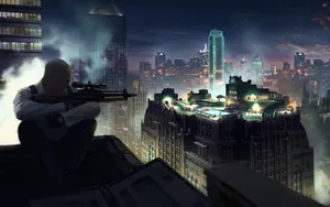 Hitman Hd Rooftop Sniping Wallpaper