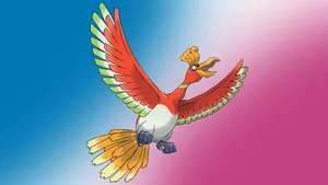 Ho-oh Against Gradient Background Wallpaper