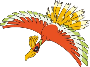 Ho-oh Flying In White Background Wallpaper