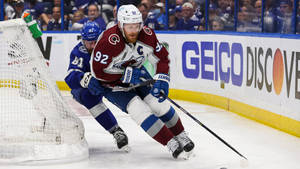 Hockey Player Gabriel Landeskog Action Photo Wallpaper