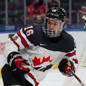 Hockey_ Player_in_ Action_ Canada_ Jersey Wallpaper