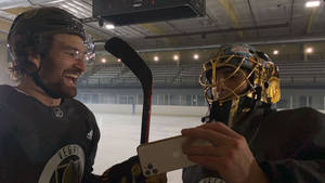 Hockey Stars Mark Stone And Marc-andré Fleury In Apple Commercial Wallpaper