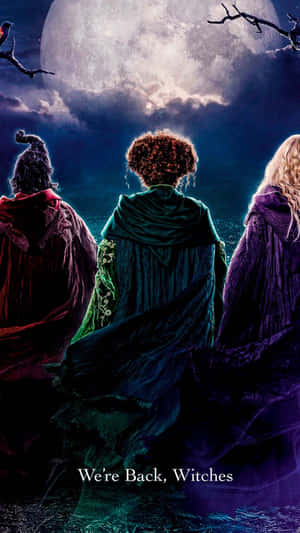 Hocus Pocus Witches Under Moonlight Wallpaper