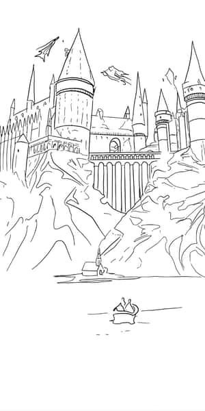 Hogwarts Castle Sketch Wallpaper