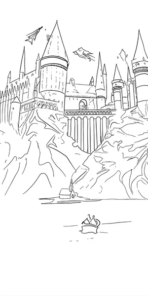 Hogwarts Castle Sketch Wallpaper
