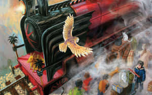 Hogwarts Express Traversing Through The Magical Forest Wallpaper