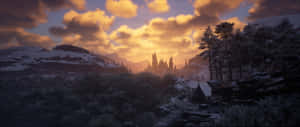 Hogwarts Legacy Winter Sunset Wallpaper