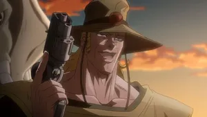 Hol Horse Smiling With Gun Anime Scene Wallpaper