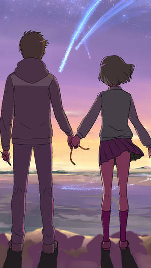 Holding Hands Kimi No Na Wa Phone Wallpaper