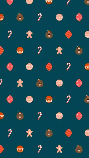 Holiday Bear Patterni Phone Wallpaper Wallpaper