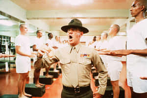 Hollywood Actor R. Lee Ermey In His Iconic Role As Gunnery Sergeant Hartman From ‘full Metal Jacket’ Wallpaper