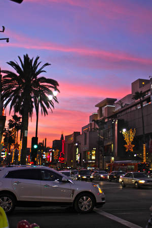 Hollywood Street At Dusk Wallpaper