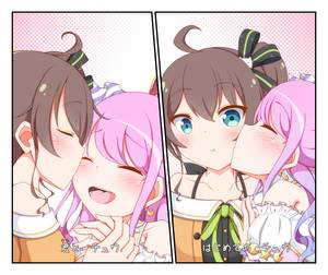 Hololive Girls Kissing Artwork Wallpaper