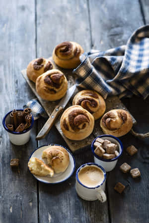 Homemade Cinnamon Rolls Still Life Wallpaper