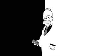 Homer Simpson Black And White Wallpaper