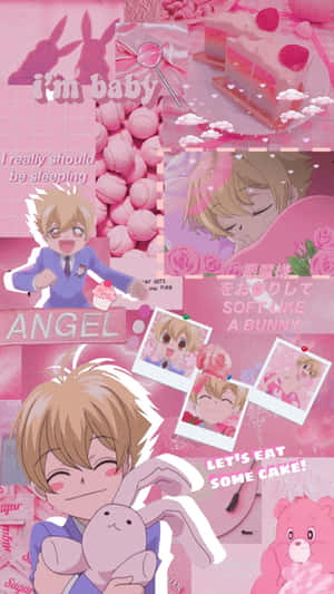 Honey Senpai Collage Pink Aesthetic Wallpaper