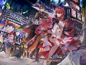 Honkai Star Rail Charactersin Cityscape Wallpaper