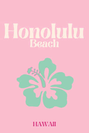 Honolulu Beach Hawaii Hibiscus Poster Wallpaper