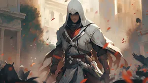 Hooded_ Assassin_ Amidst_ Fall_ Leaves Wallpaper