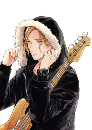 Hooded Musician With Bass Guitar Wallpaper