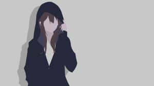 Hoodie Minimal Anime Girl Wallpaper