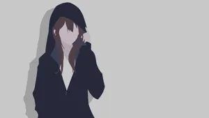Hoodie Minimal Anime Girl Wallpaper