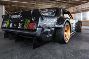 Hoonigan Monster Energy Drift Car Rear View Wallpaper