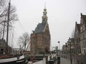 Hoorn Historical Towerand Ship Wallpaper