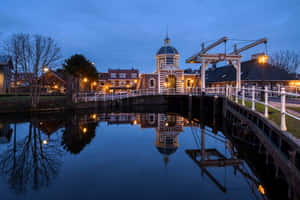 Hoorn Historical Waterfrontat Twilight Wallpaper