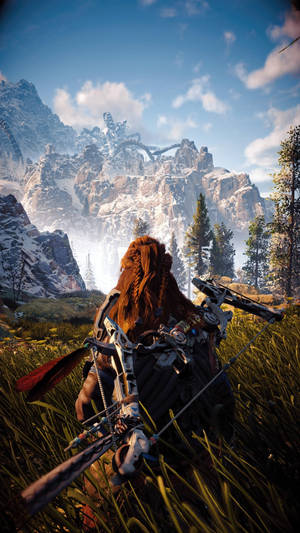 Horizon Zero Dawn Aloy And Mountains Wallpaper