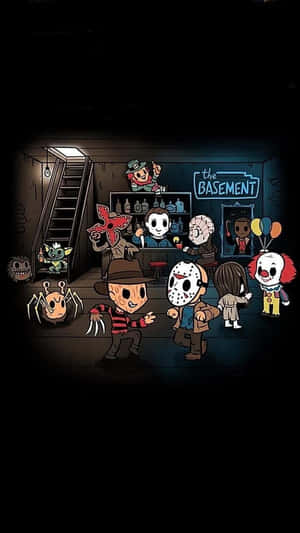 Horror Icons Cartoon Gathering Wallpaper