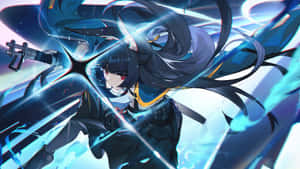 Hoshimi Miyabi Action Pose Wallpaper