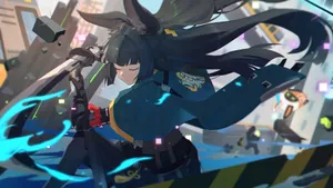 Hoshimi Miyabi Action Pose Wallpaper