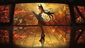 Hoshimi Miyabi Autumn Dance Wallpaper