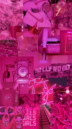 Hot Pink Aesthetic Collage Wallpaper