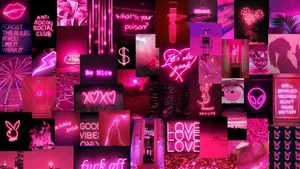 Hot Pink Aesthetic Collage Wallpaper