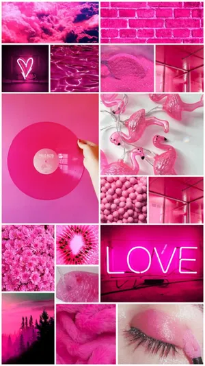 Hot Pink Aesthetic Collage Wallpaper